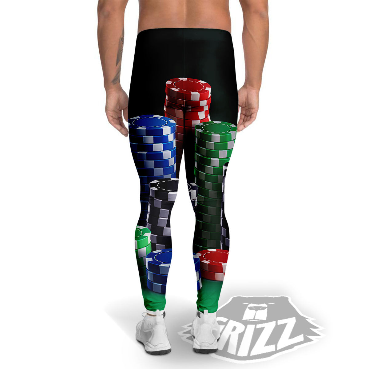 Poker Chips Print Men's Leggings-grizzshop