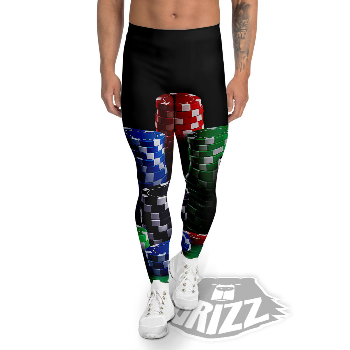 Poker Chips Print Men's Leggings-grizzshop
