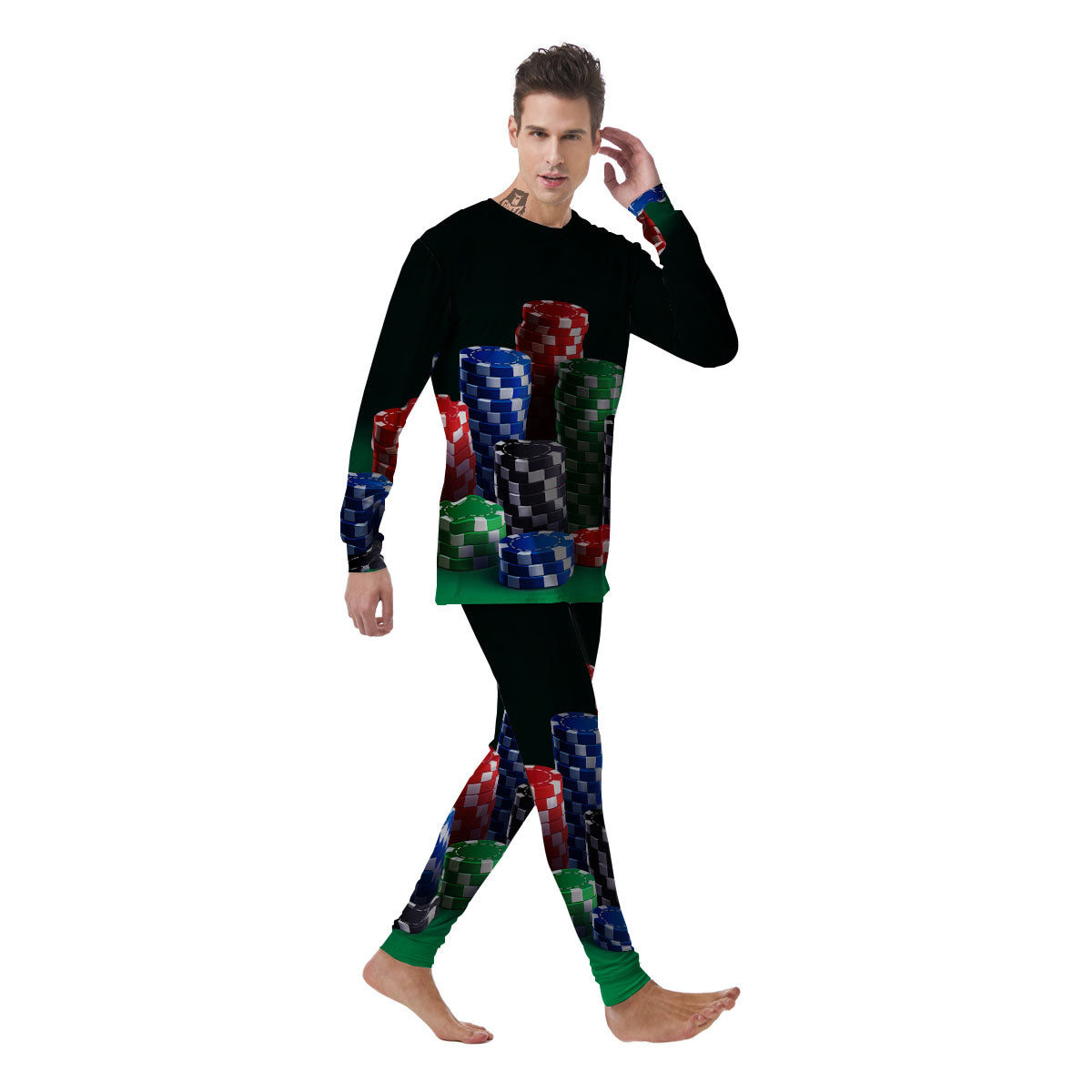 Poker Chips Print Men's Pajamas-grizzshop