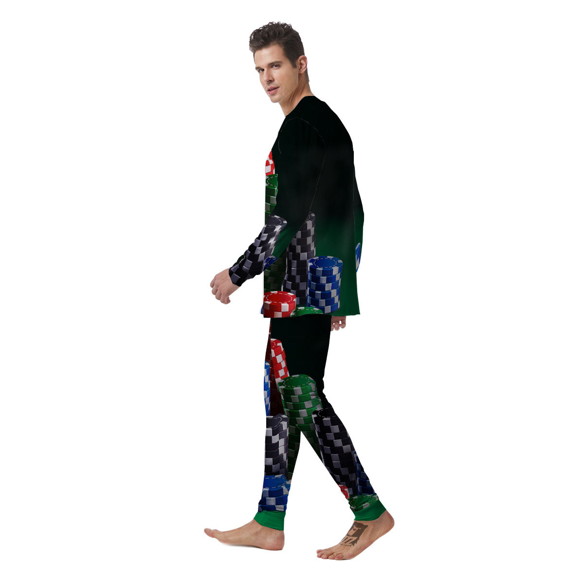 Poker Chips Print Men's Pajamas-grizzshop
