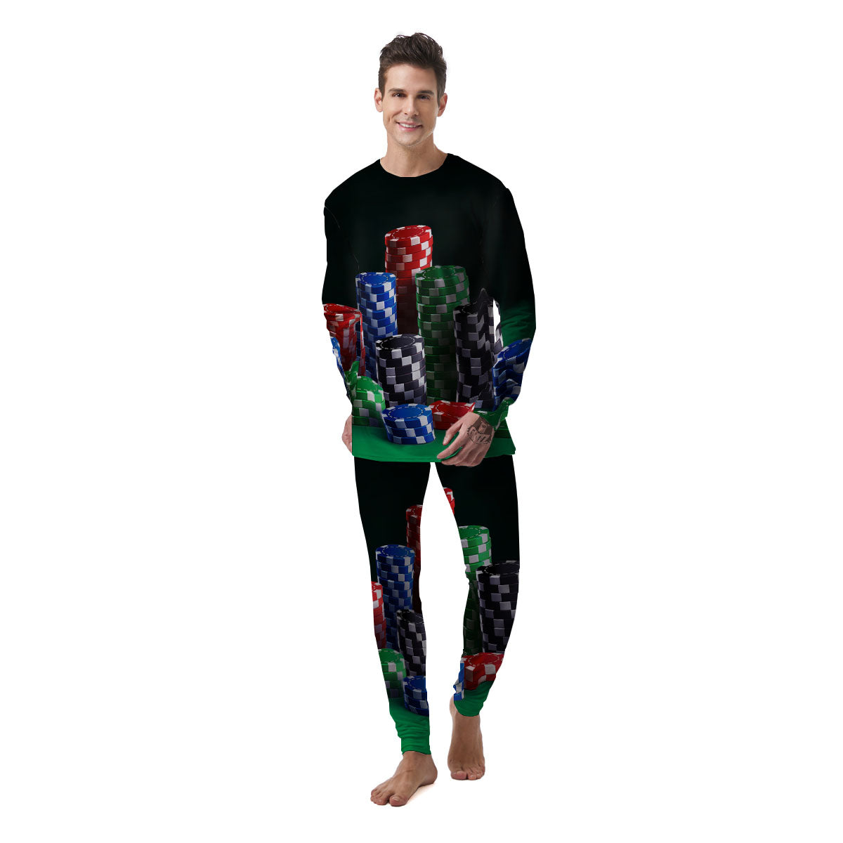 Poker Chips Print Men's Pajamas-grizzshop