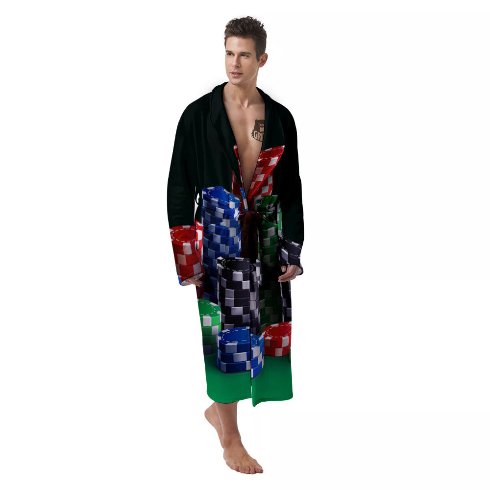 Poker Chips Print Men's Robe-grizzshop