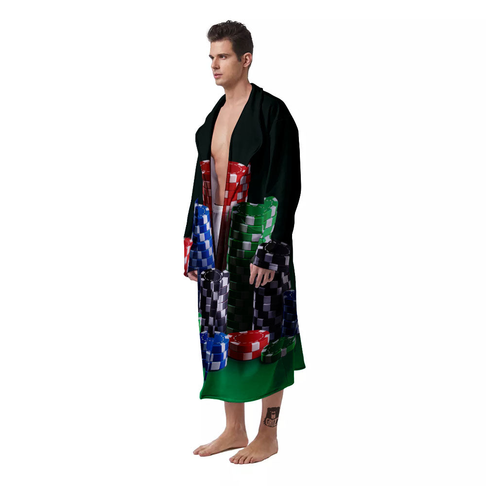 Poker Chips Print Men's Robe-grizzshop