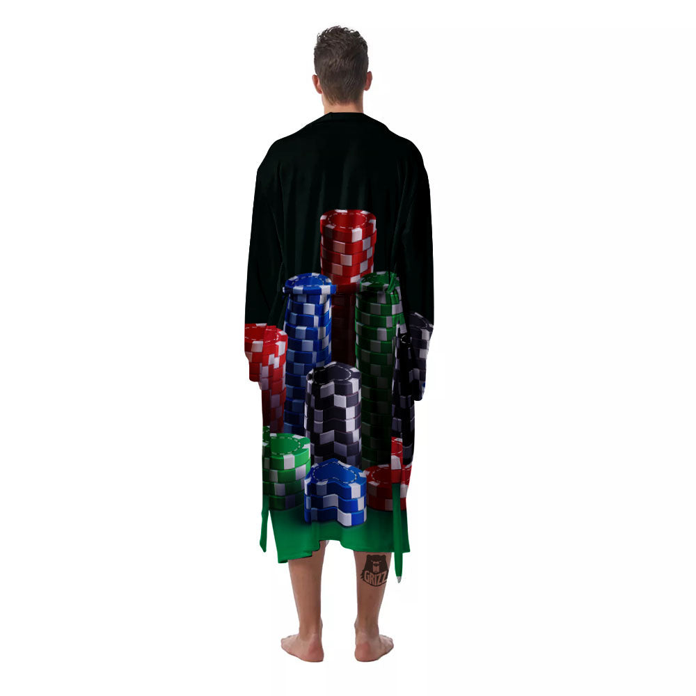 Poker Chips Print Men's Robe-grizzshop