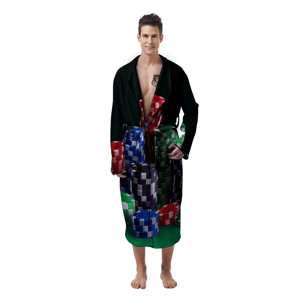 Poker Chips Print Men's Robe-grizzshop