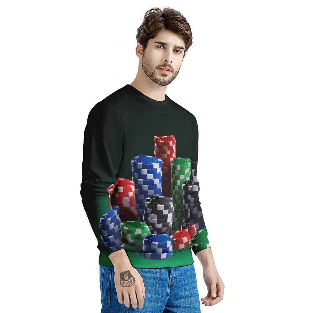 Poker Chips Print Men's Sweatshirt-grizzshop