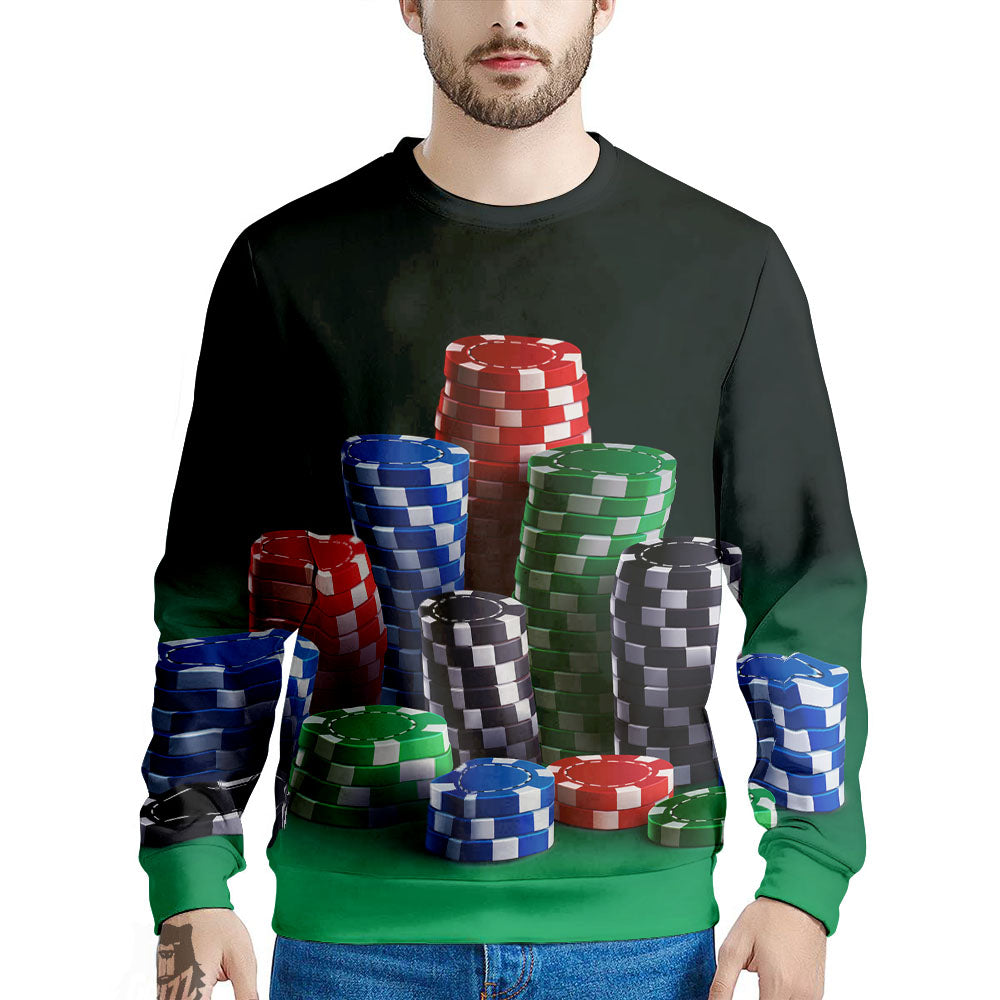 Poker Chips Print Men's Sweatshirt-grizzshop