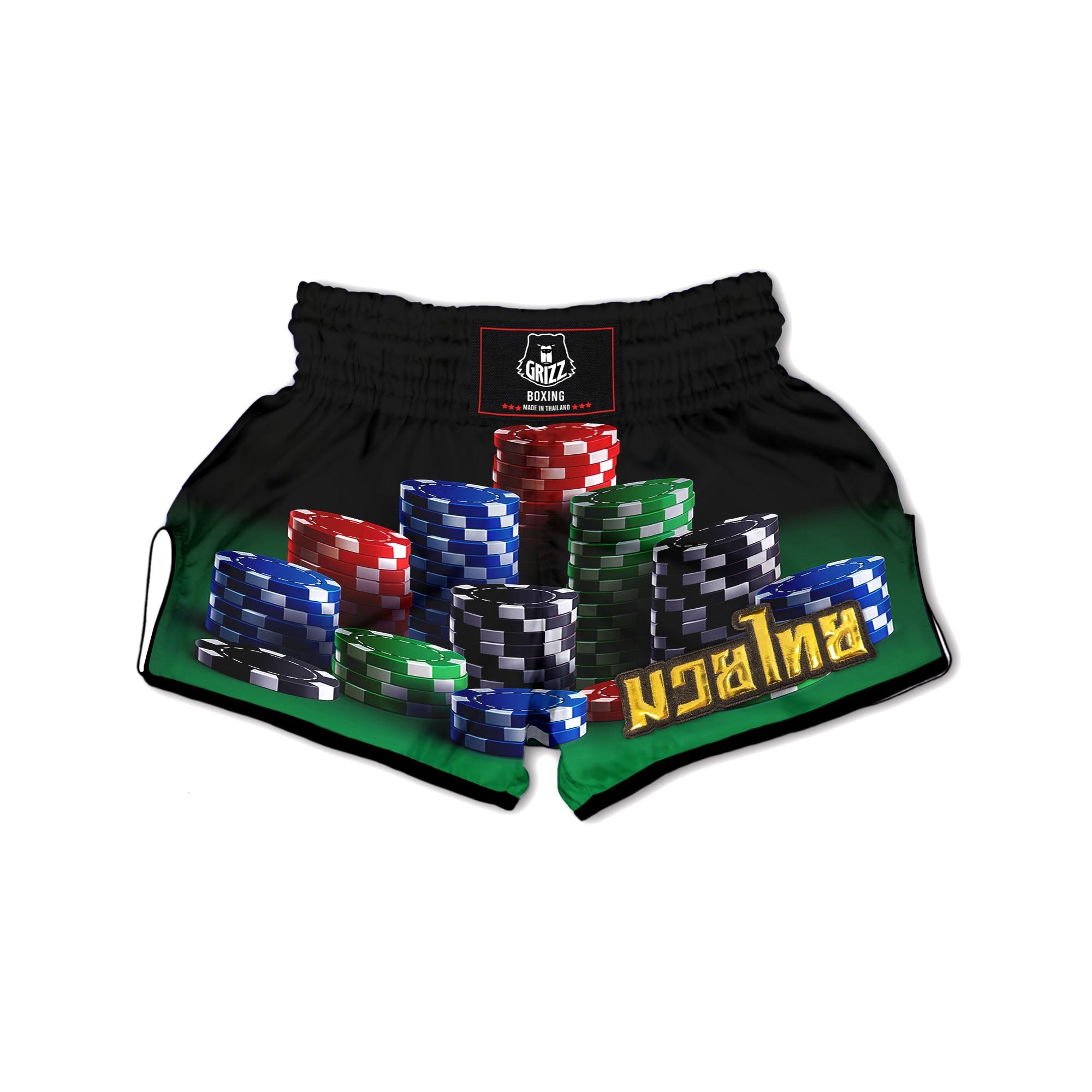 Poker Chips Print Muay Thai Boxing Shorts-grizzshop