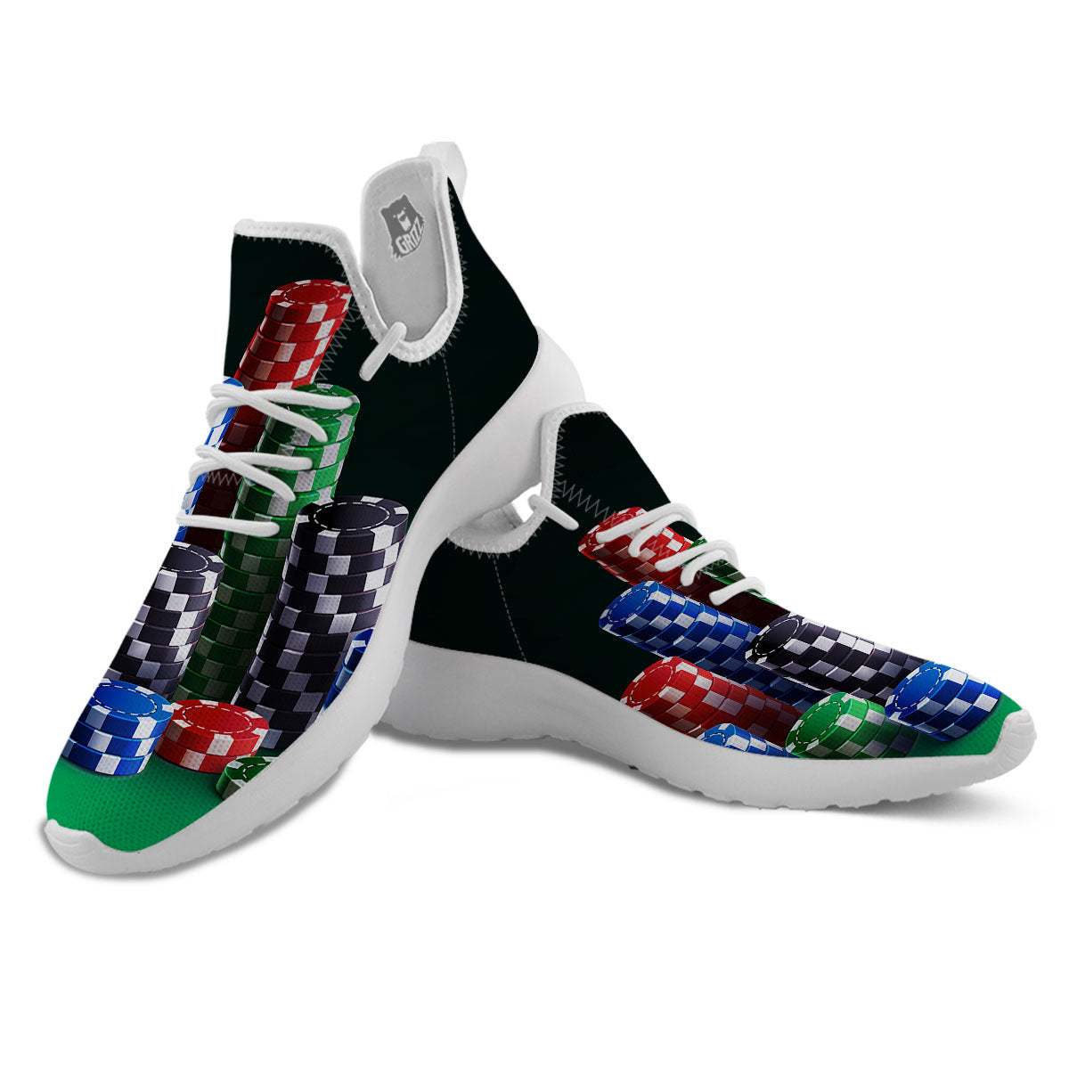 Poker Chips Print White Athletic Shoes-grizzshop