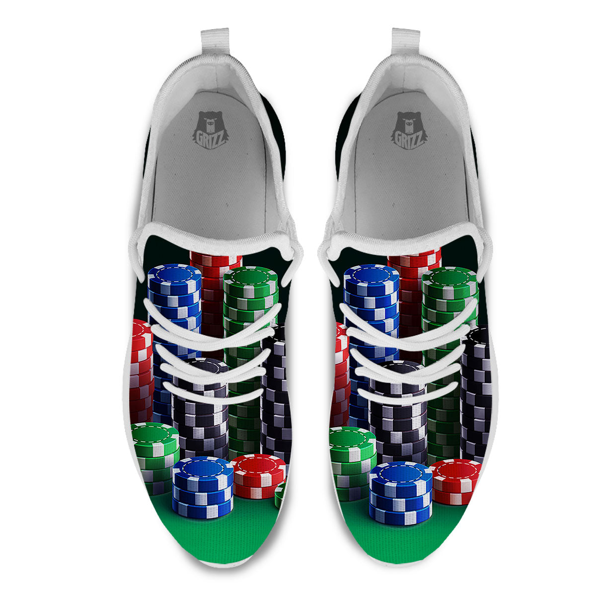 Poker Chips Print White Athletic Shoes-grizzshop