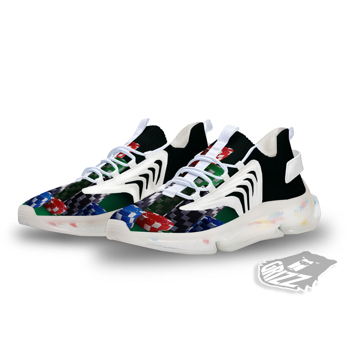 Poker Chips Print White Gym Shoes-grizzshop
