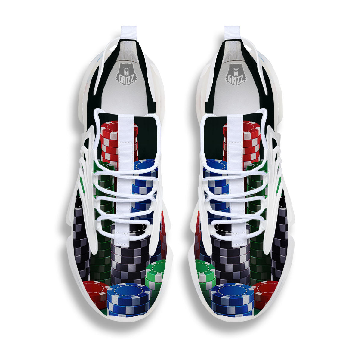 Poker Chips Print White Gym Shoes-grizzshop