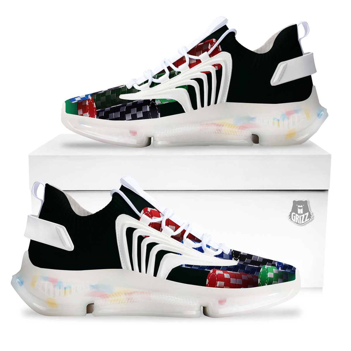 Poker Chips Print White Gym Shoes-grizzshop