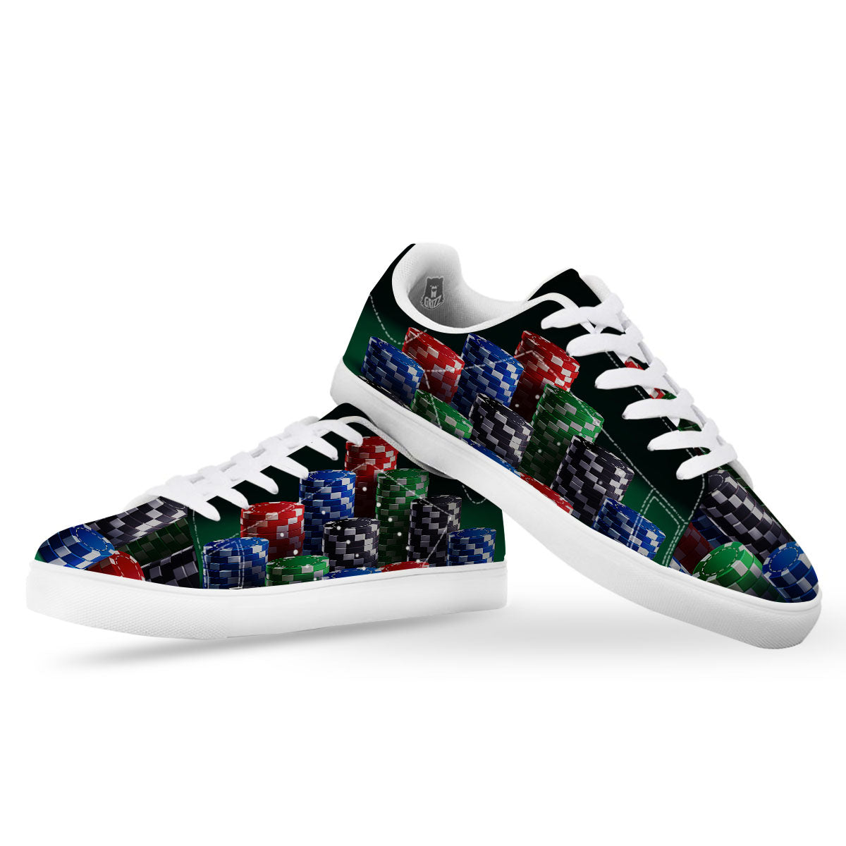 Poker Chips Print White Low Top Sneakers-grizzshop