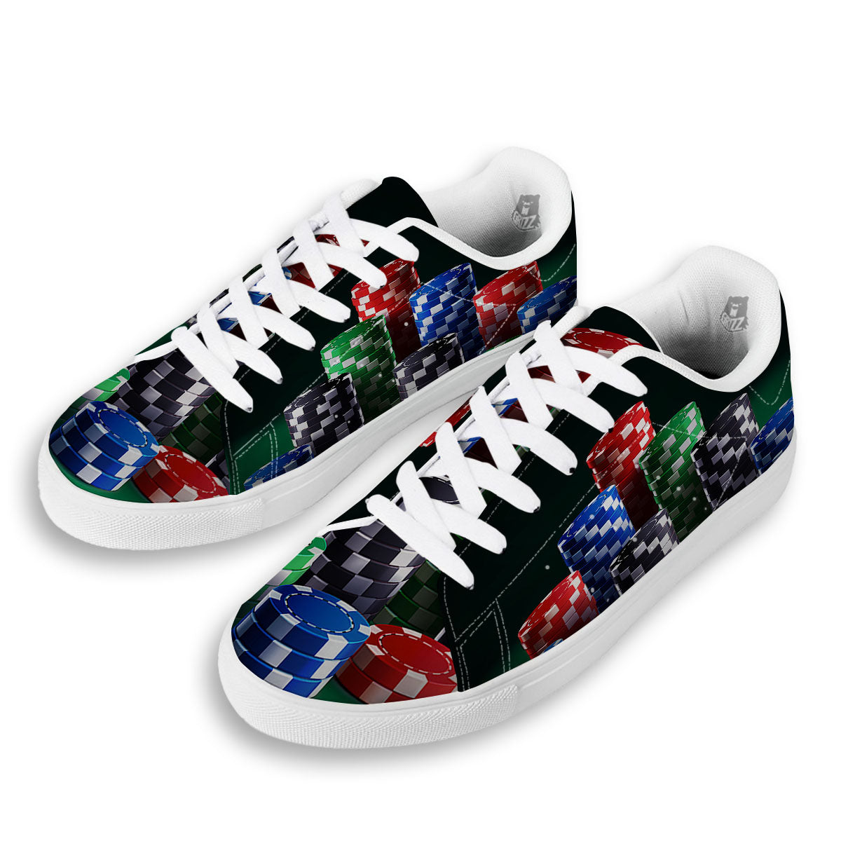 Poker Chips Print White Low Top Sneakers-grizzshop