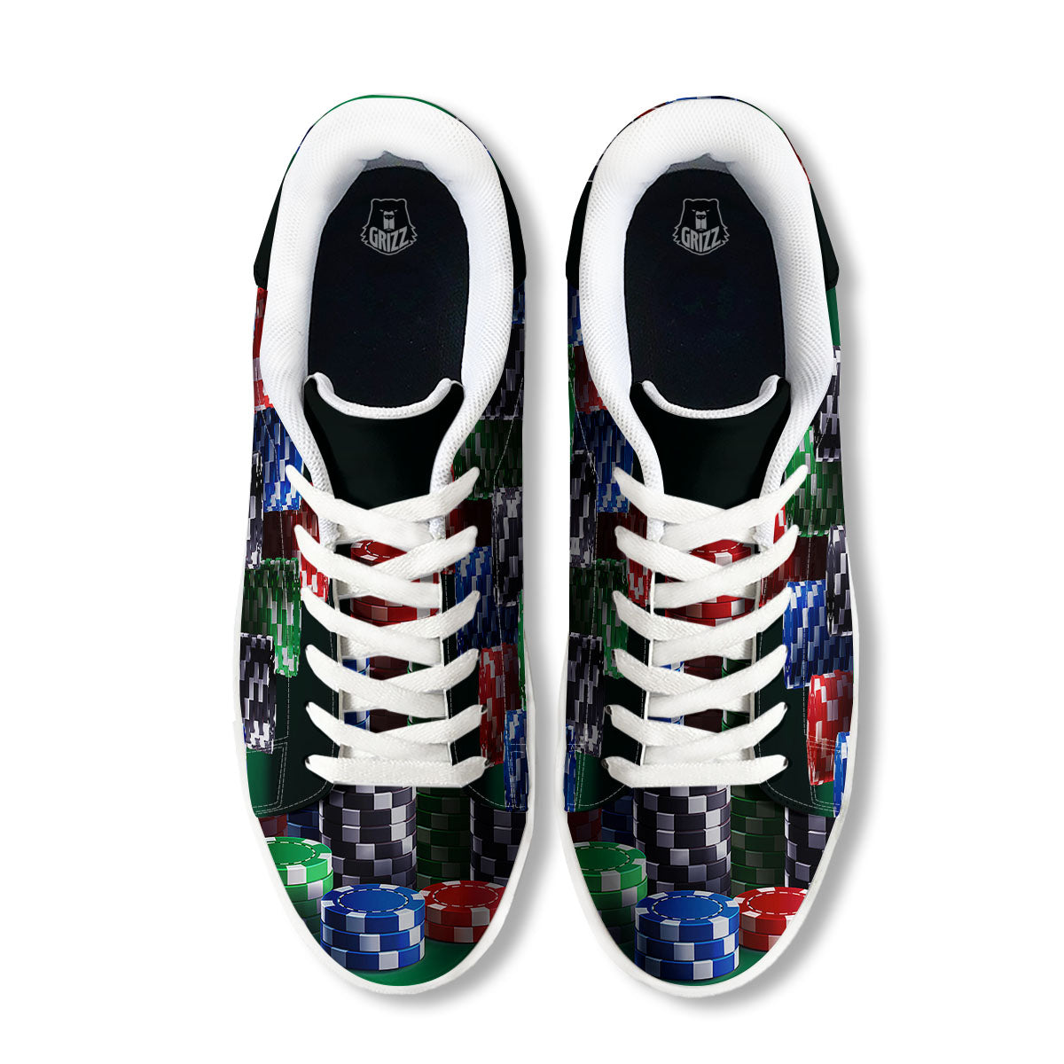 Poker Chips Print White Low Top Sneakers-grizzshop