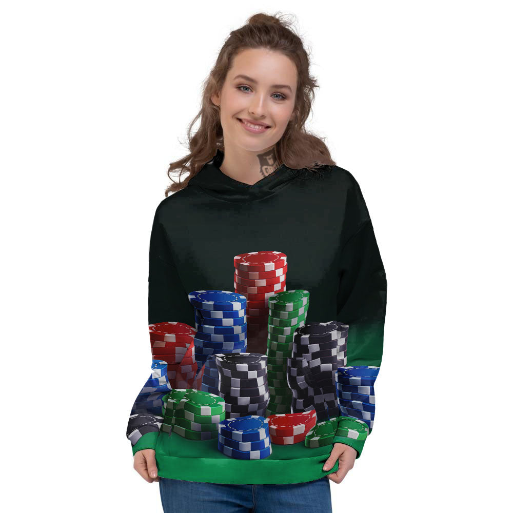 Poker Chips Print Women's Hoodie-grizzshop