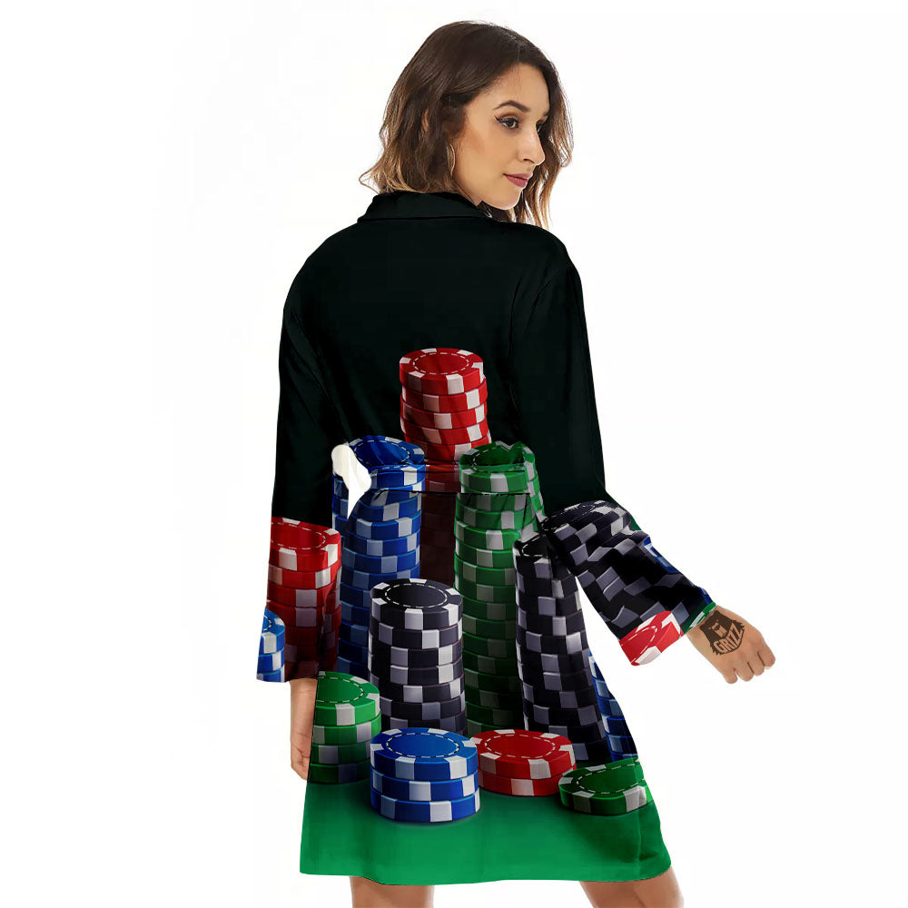 Poker Chips Print Women's Robe-grizzshop