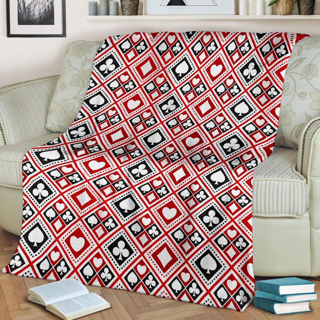 Poker Playing Card Casino Pattern Print Blanket-grizzshop