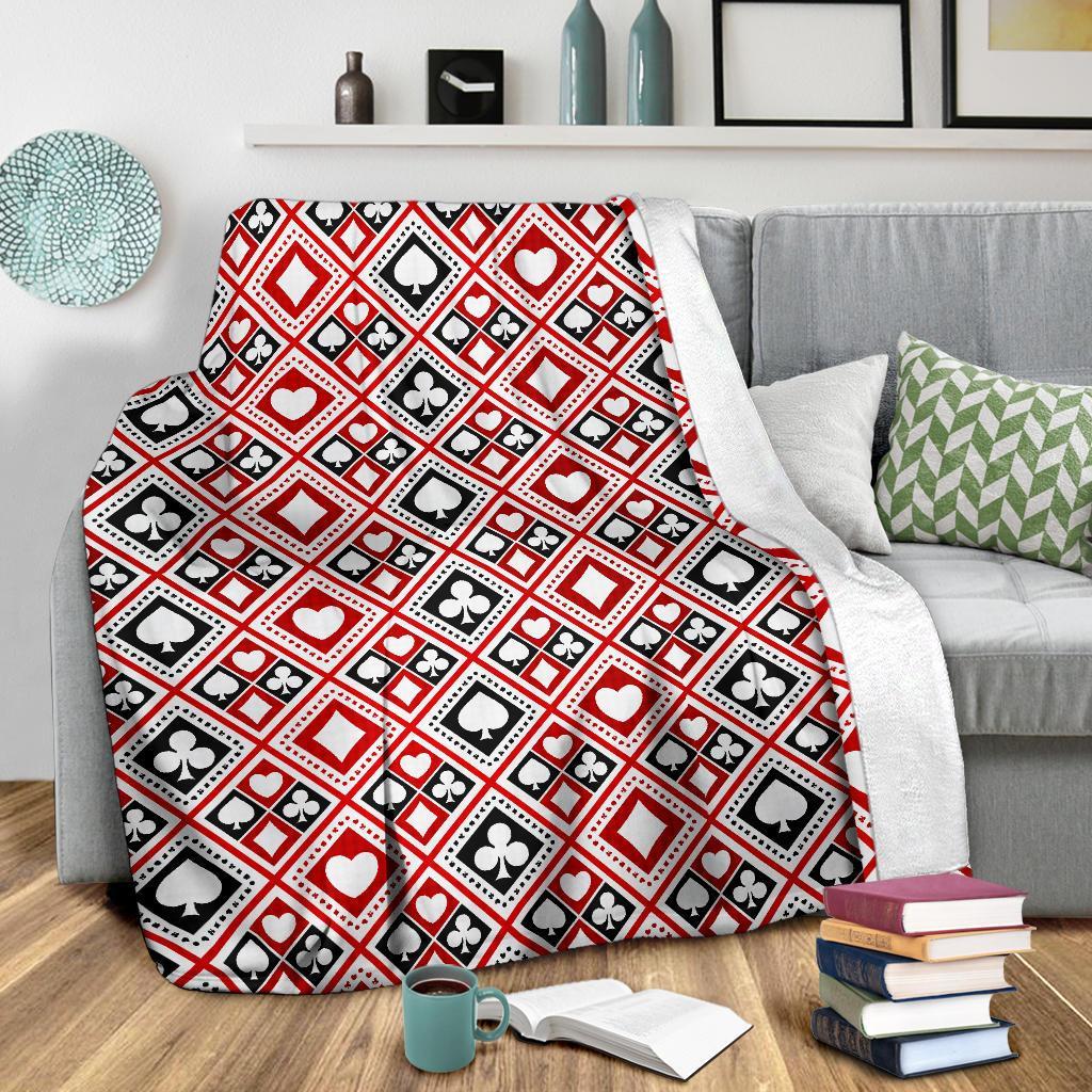 Poker Playing Card Casino Pattern Print Blanket-grizzshop