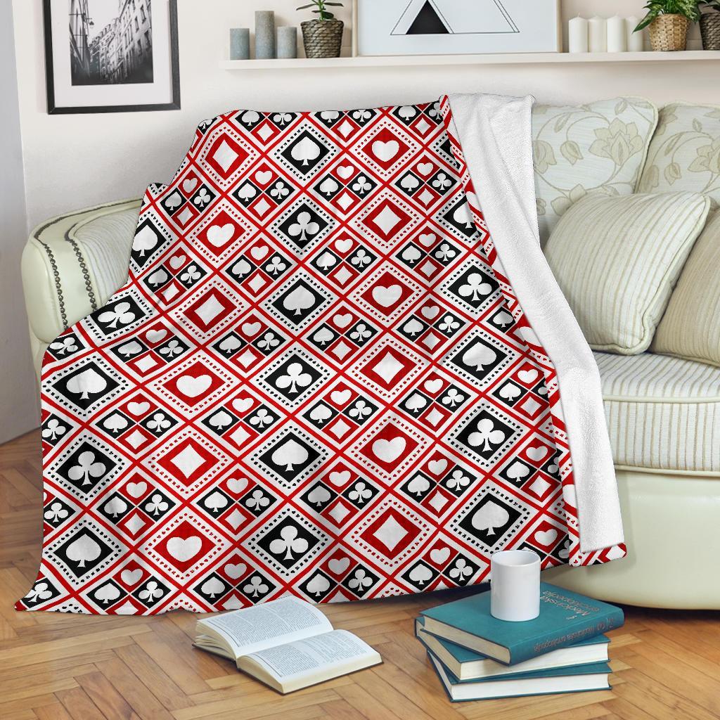 Poker Playing Card Casino Pattern Print Blanket-grizzshop