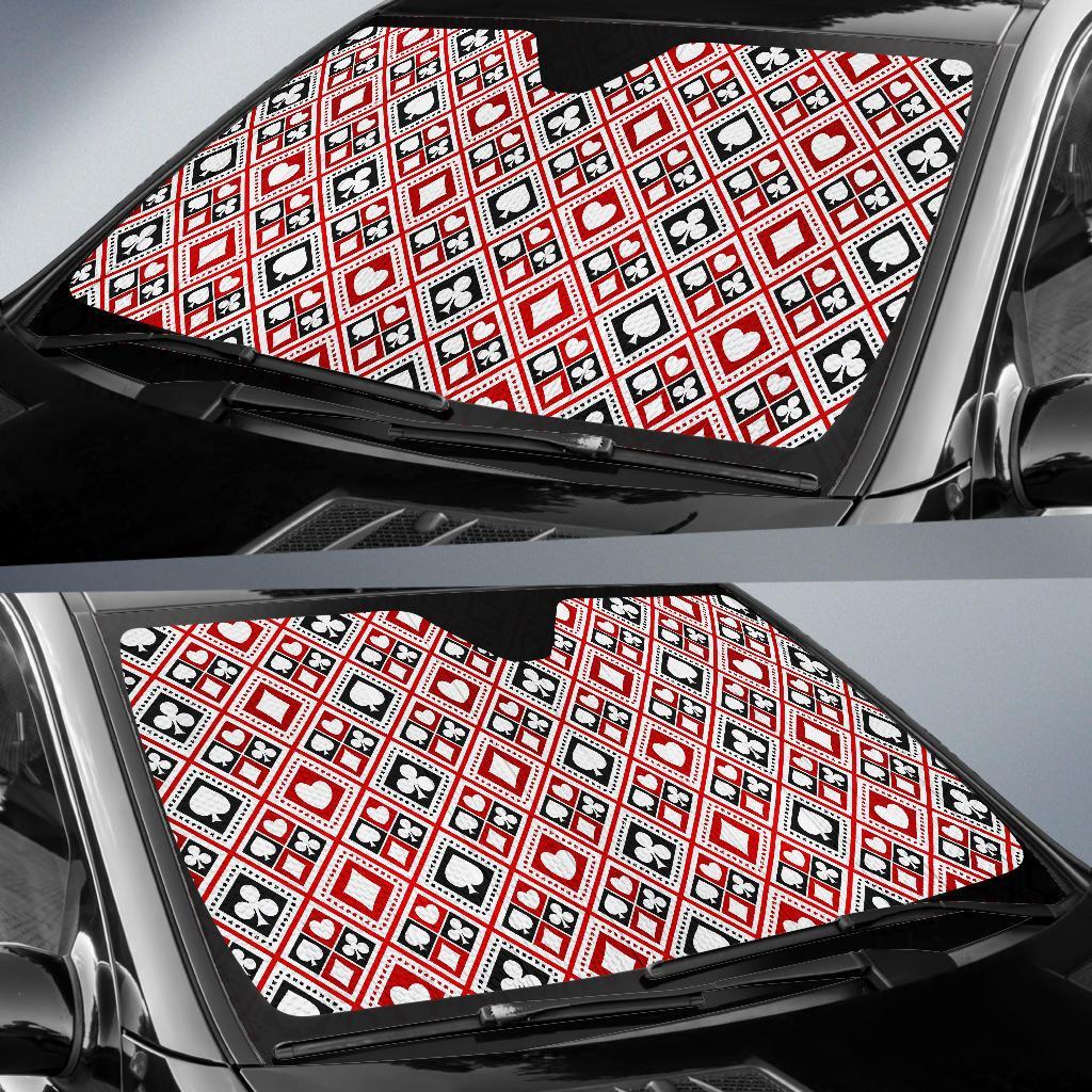 Poker Playing Card Casino Pattern Print Car Sun Shade-grizzshop