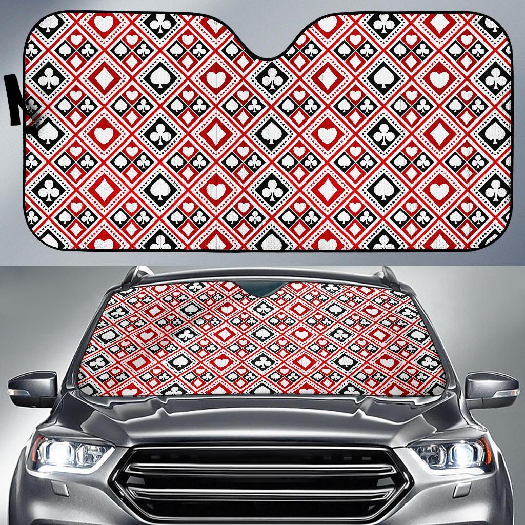 Poker Playing Card Casino Pattern Print Car Sun Shade-grizzshop