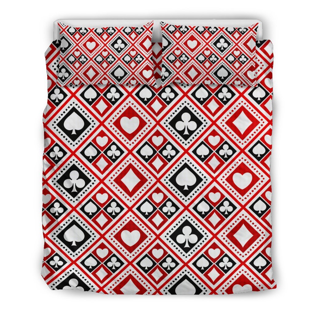 Poker Playing Card Casino Pattern Print Duvet Cover Bedding Set-grizzshop