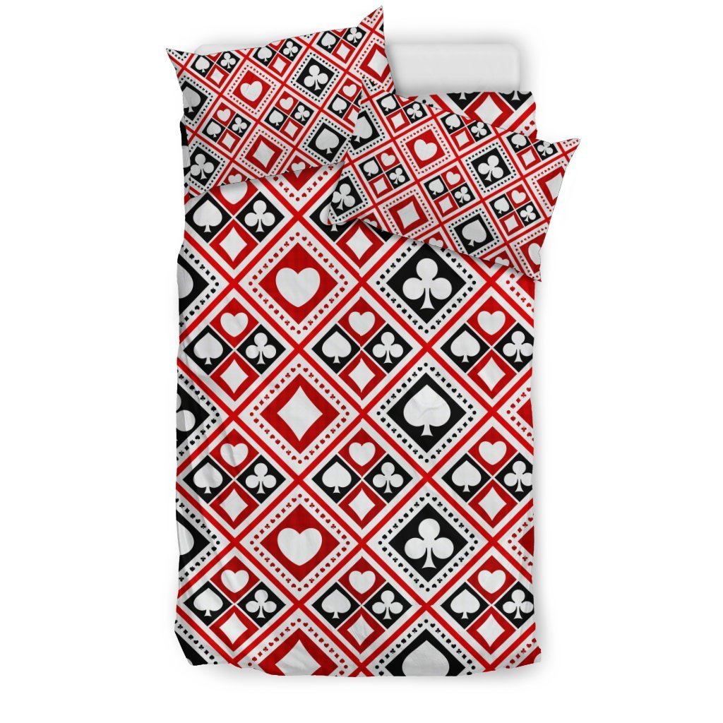 Poker Playing Card Casino Pattern Print Duvet Cover Bedding Set-grizzshop