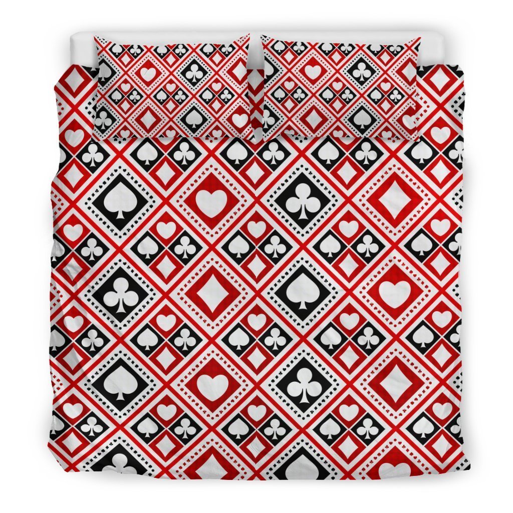 Poker Playing Card Casino Pattern Print Duvet Cover Bedding Set-grizzshop