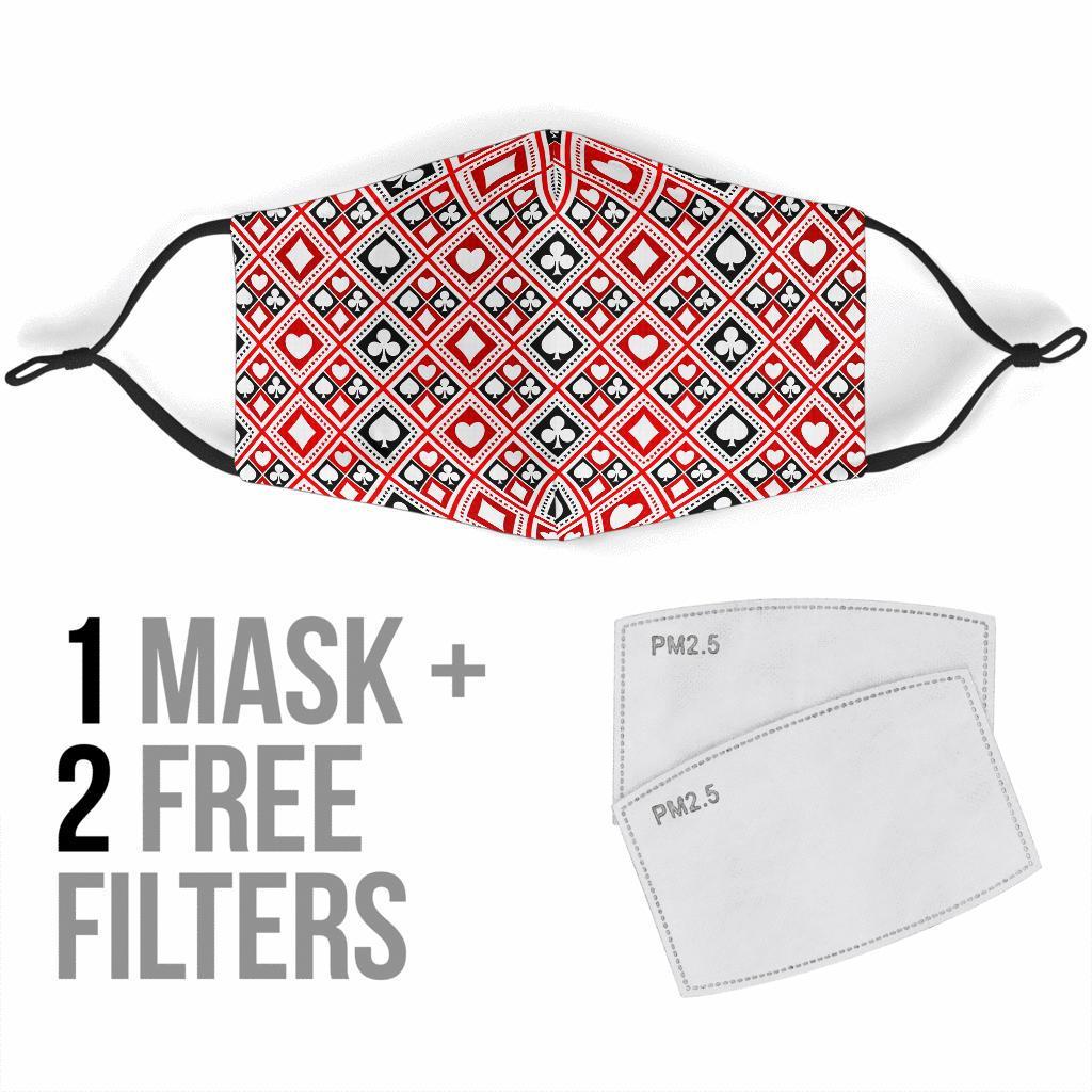 Poker Playing Card Casino Pattern Print Face Mask-grizzshop