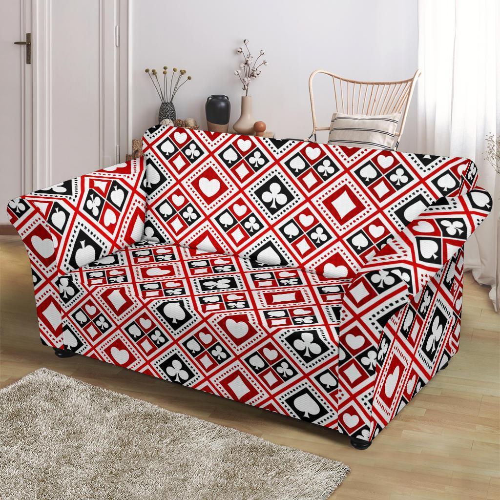 Poker Playing Card Casino Pattern Print Loveseat Cover-grizzshop