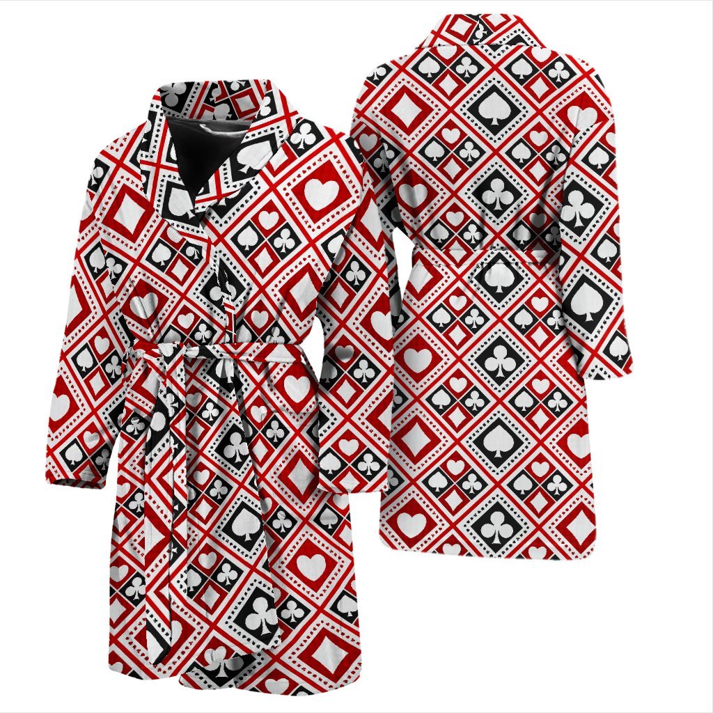 Poker Playing Card Casino Pattern Print Men Long Robe-grizzshop