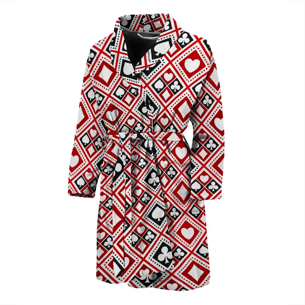 Poker Playing Card Casino Pattern Print Men Long Robe-grizzshop