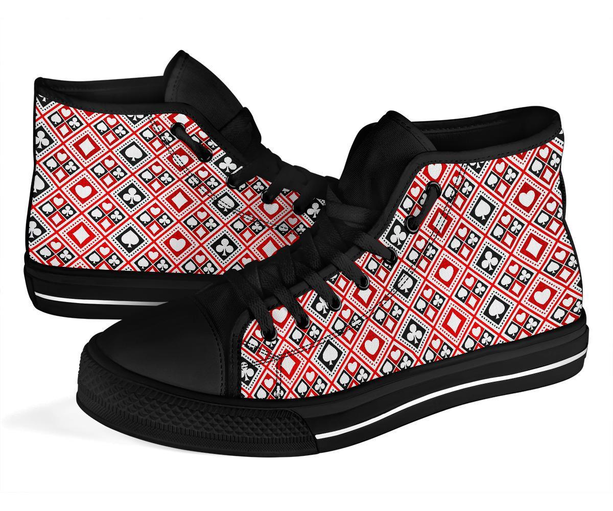 Poker Playing Card Casino Pattern Print Men Women's High Top Shoes-grizzshop