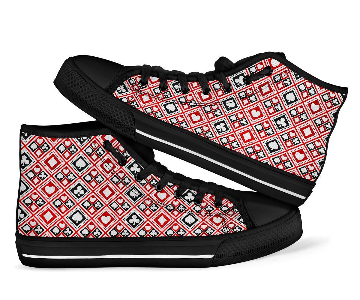 Poker Playing Card Casino Pattern Print Men Women's High Top Shoes-grizzshop