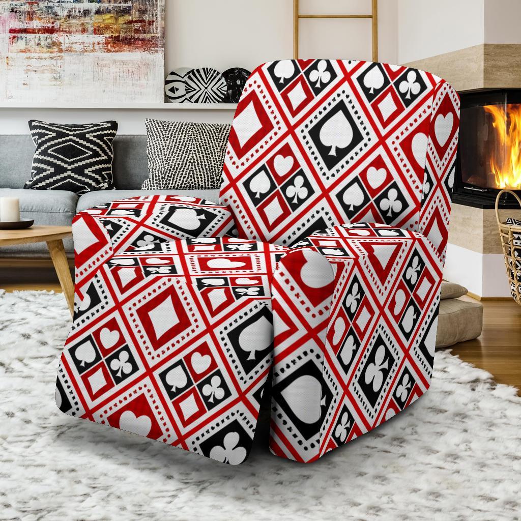 Poker Playing Card Casino Pattern Print Recliner Cover-grizzshop