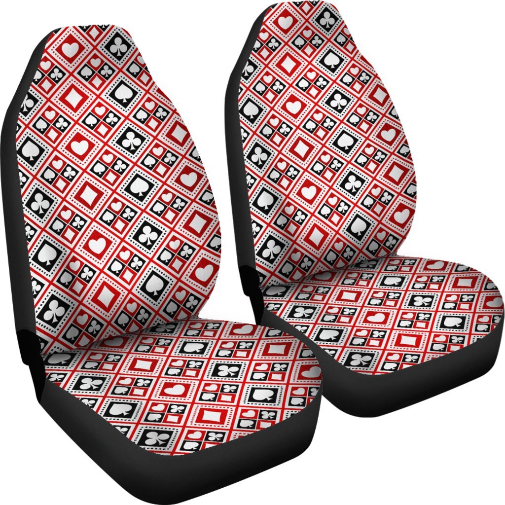 Poker Playing Card Casino Pattern Print Universal Fit Car Seat Cover-grizzshop