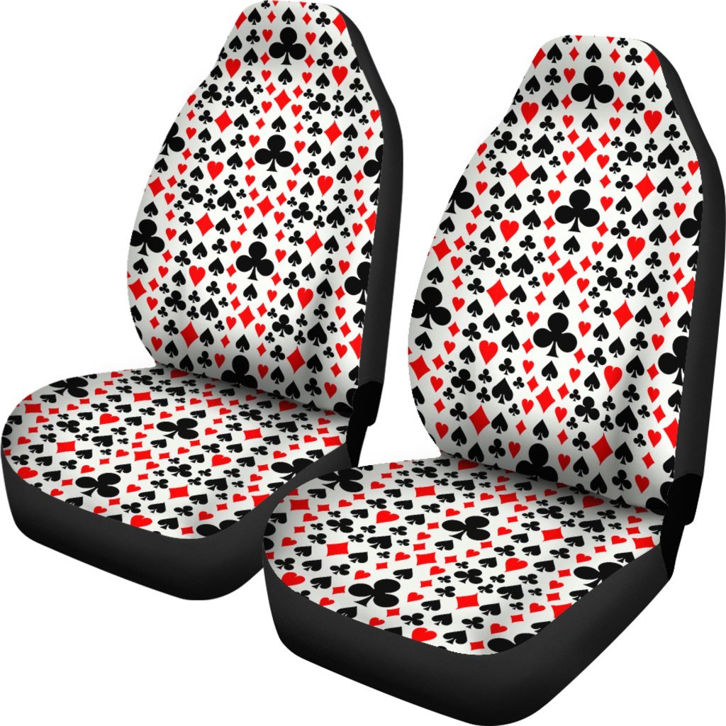 Poker Casino Playing Card Pattern Print Universal Fit Car Seat Cover-grizzshop