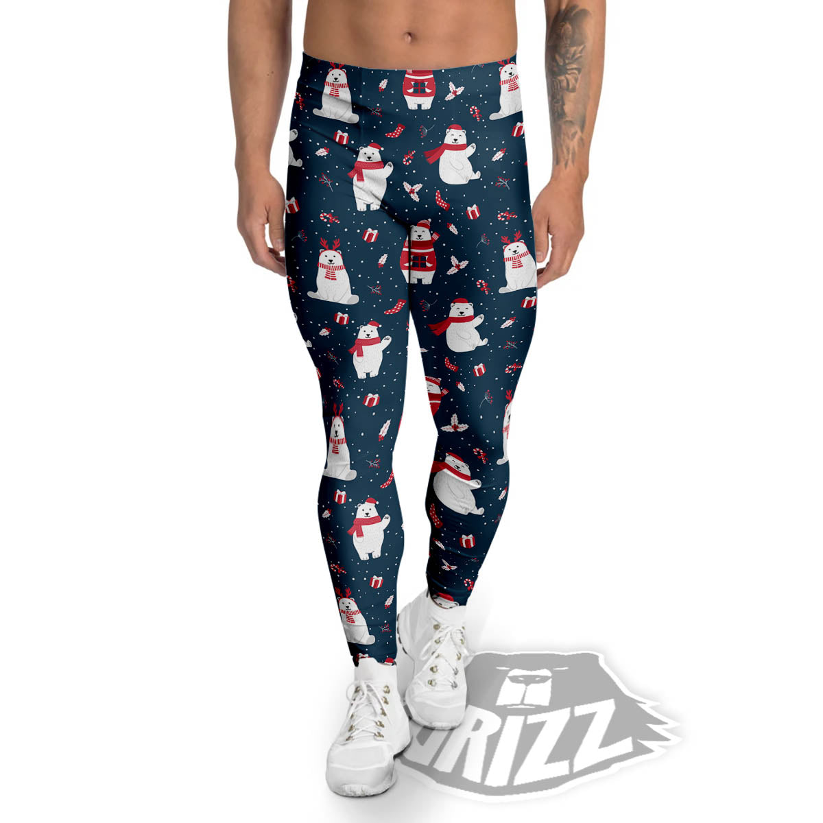 Polar Bear Christmas Print Pattern Men's Leggings-grizzshop