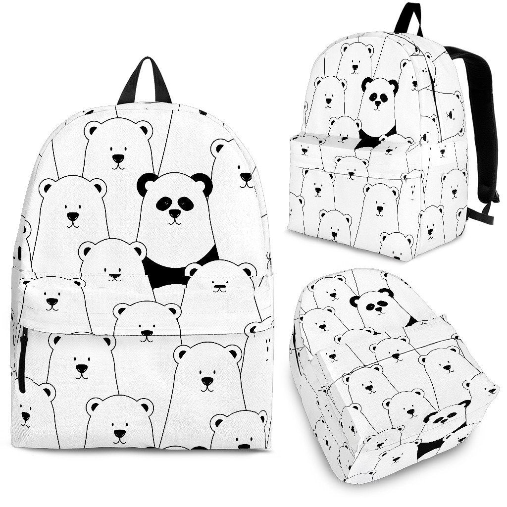 Polar Bear Panda Pattern Print Backpack-grizzshop