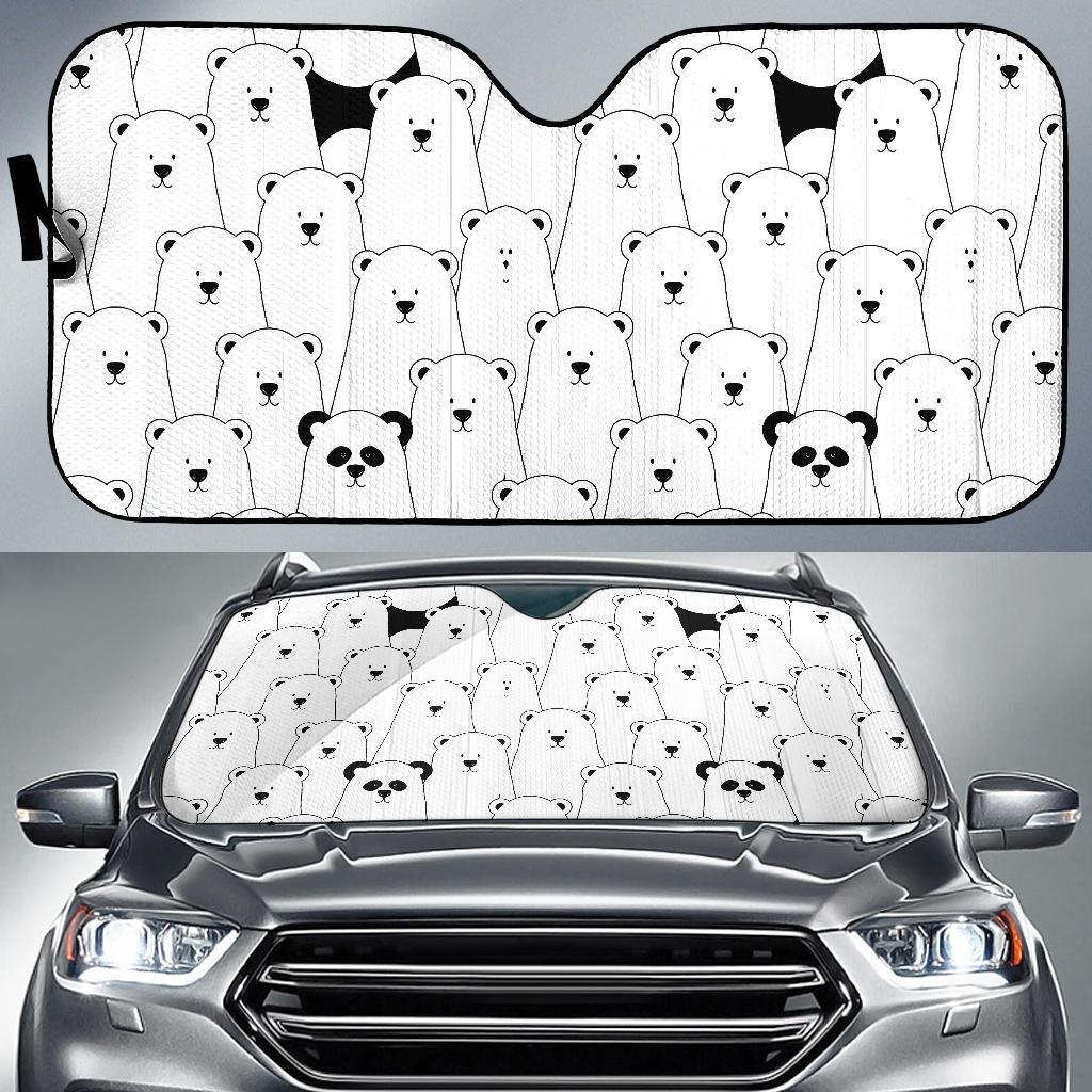 Polar Bear Panda Pattern Print Car Sun Shade-grizzshop