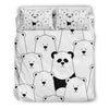 Polar Bear Panda Pattern Print Duvet Cover Bedding Set-grizzshop