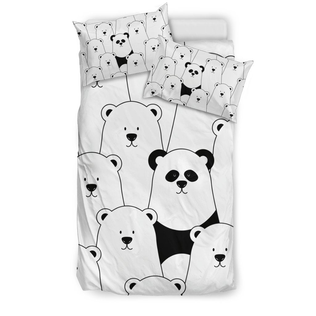 Polar Bear Panda Pattern Print Duvet Cover Bedding Set-grizzshop