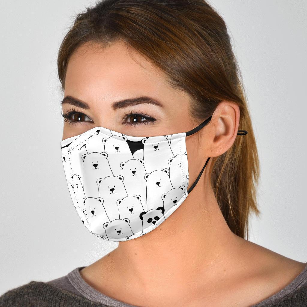 Polar Bear Panda Pattern Print Face Mask-grizzshop