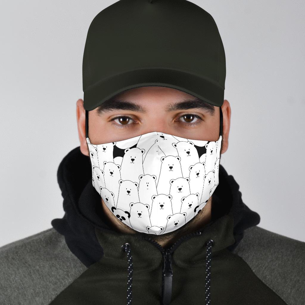 Polar Bear Panda Pattern Print Face Mask-grizzshop