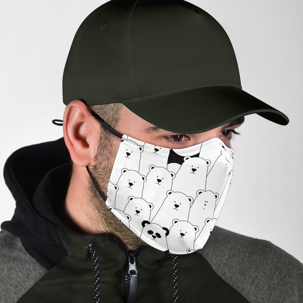 Polar Bear Panda Pattern Print Face Mask-grizzshop