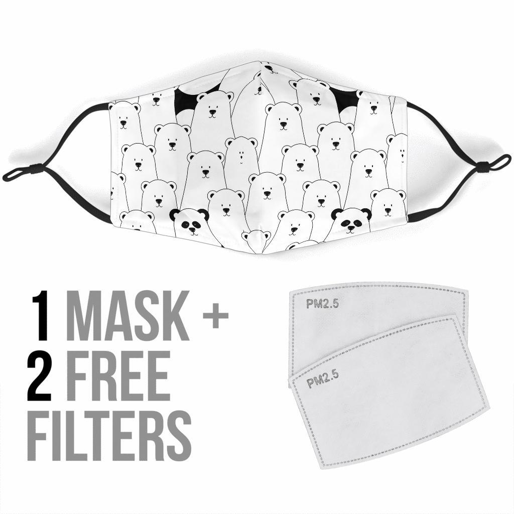 Polar Bear Panda Pattern Print Face Mask-grizzshop