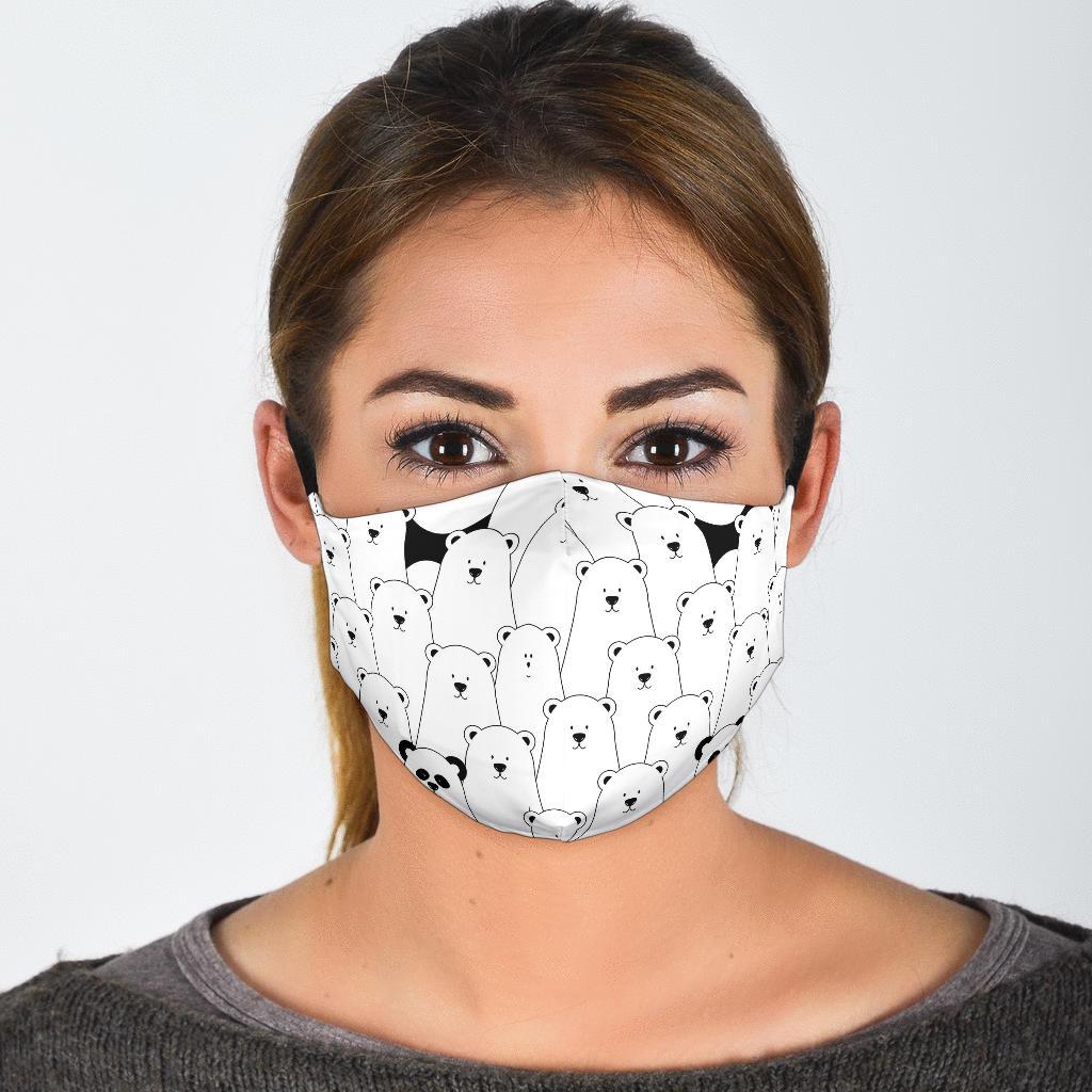 Polar Bear Panda Pattern Print Face Mask-grizzshop