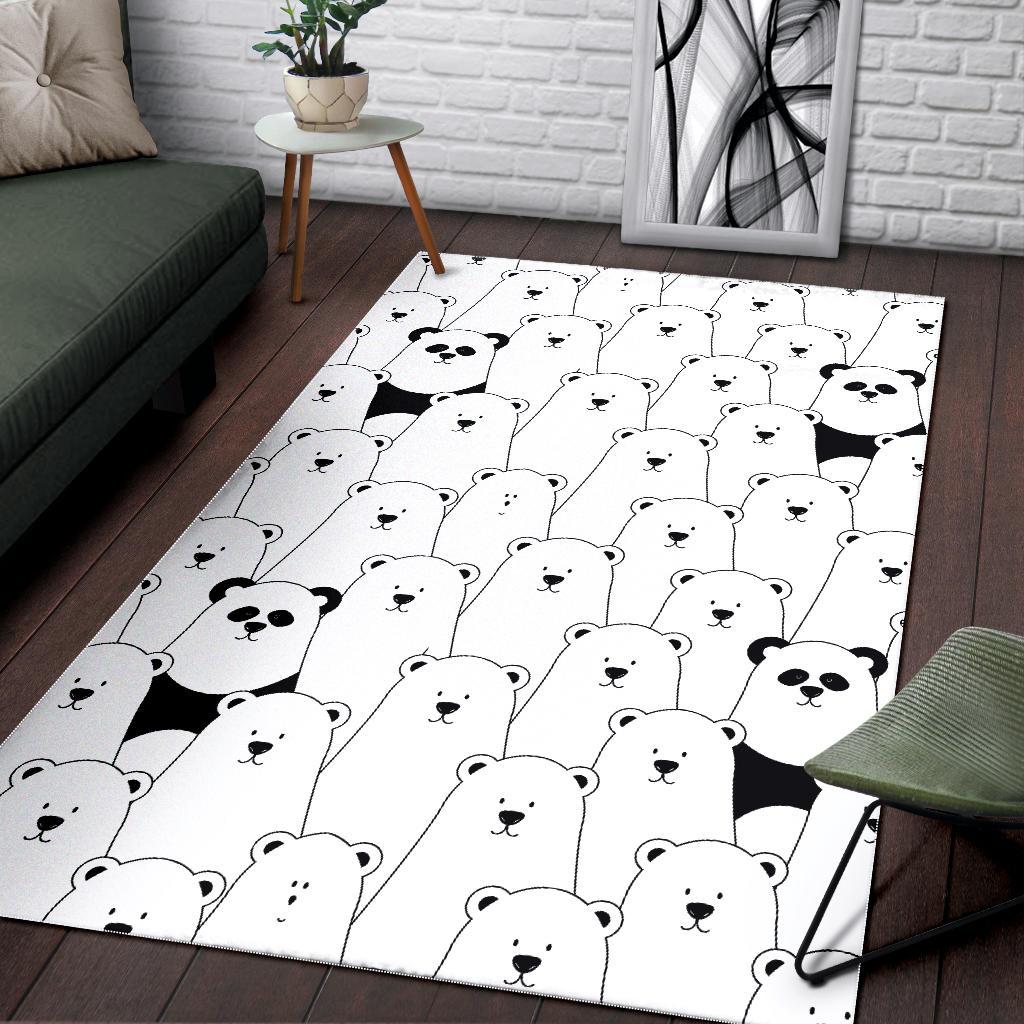 Polar Bear Panda Pattern Print Floor Mat-grizzshop